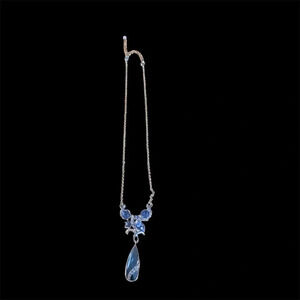 Avon silvertone necklace 22 inch length long light blue pendant